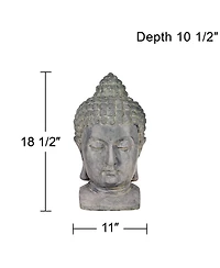 John Timberland Meditating Buddha Head Statue Sculpture Zen Asian Garden Decor Outdoor Front Porch Gray Faux Stone 18 1/2" Tall