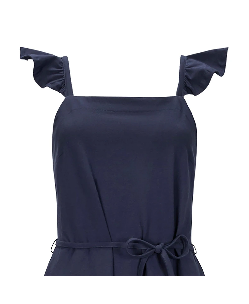 Hope & Henry Women's Organic Flutter Sleeve Knit Flounce Hem Midi Dress