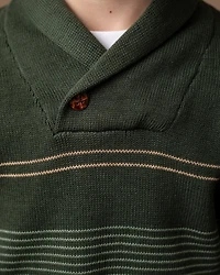 Hope & Henry Boys Organic Long Sleeve Striped Shawl Collar Sweater