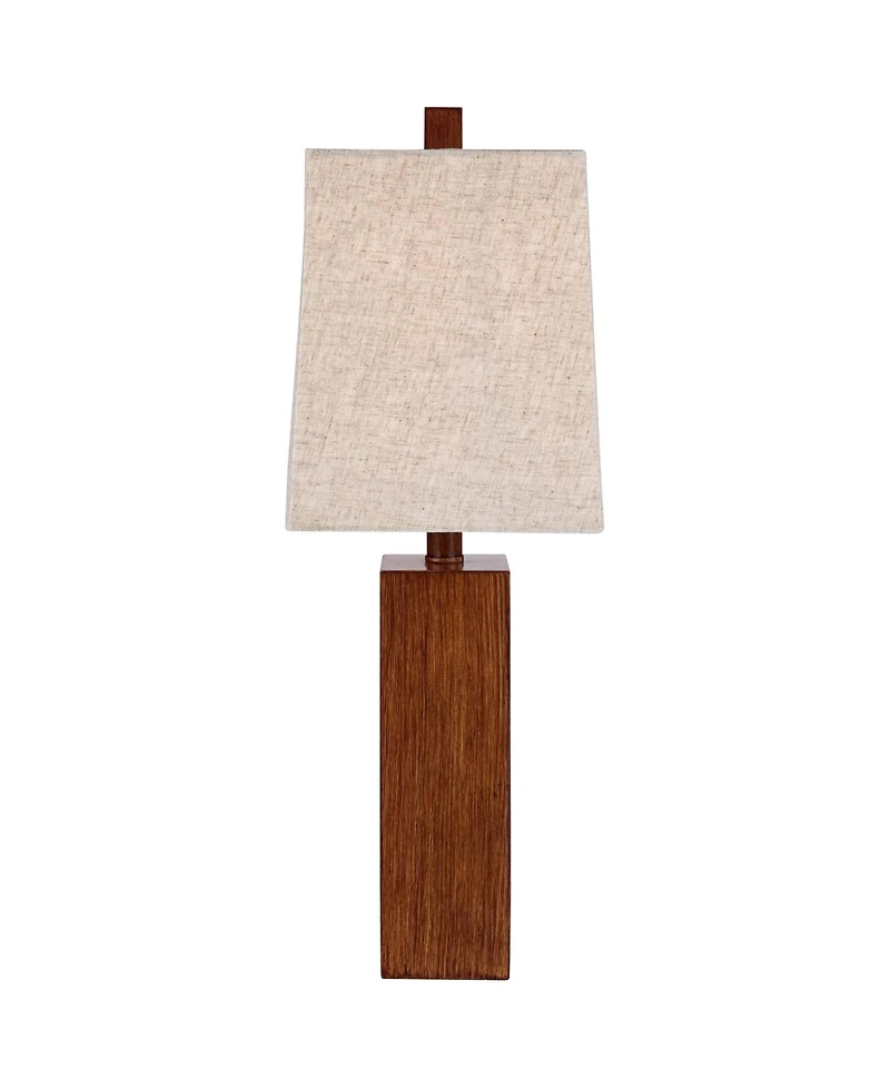 360 Lighting Modern Rustic Accent Table Lamp 23" High Faux Wood Rectangular Block Brown Tan Fabric Shade for Bedroom Living Room House Home Bedsi