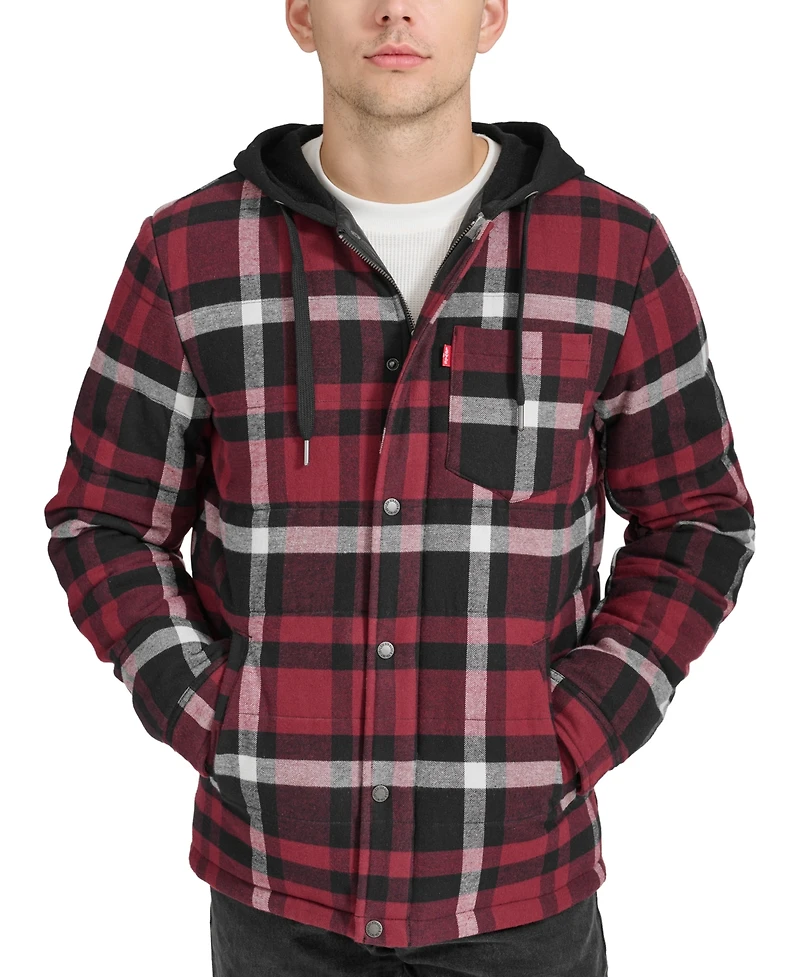 Levi's Men's Plaid Quilted Hooded Shirt Jacket