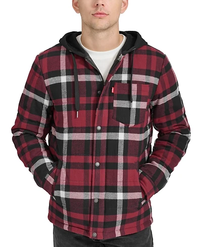 Levi's Men's Plaid Quilted Hooded Shirt Jacket