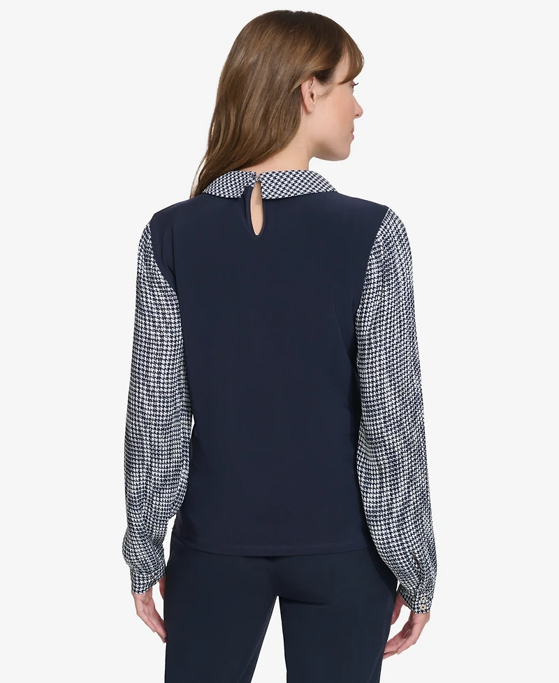 Tommy Hilfiger Women's Collared Pleated-Sleeve Top