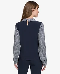 Tommy Hilfiger Women's Collared Pleated-Sleeve Top