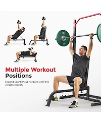 Sunny Health & Fitness Adjustable Incline Multifunction Weight Bench, Anti-bacterial Leather and Weight Capacity 520LBs