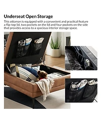 Traditional Geoffrev Lift Top Shelved Storage Cocktail Ottoman