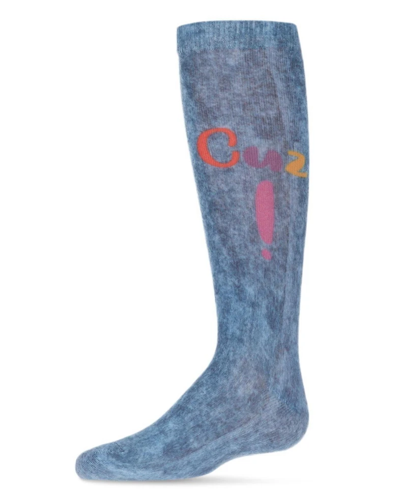 MeMoi Little Girls Cuz! Acid Washed Knee High Sock