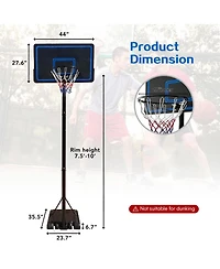 Skonyon 7.5-10FT Portable Adjustable Height Basketball Hoop Goal System with 44-in Shatterproof Backboard
