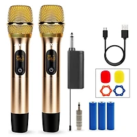 5 Core Wireless Microphones Pair Uhf Professional Handheld Microfonos Inalambricos Dual Cordless Mic System for Karaoke Singing Wedding Dj Party Speec