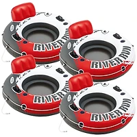 Intex River Run 1 53" Inflatable Floating Water Tube Lake Raft, Red (4 Pack)