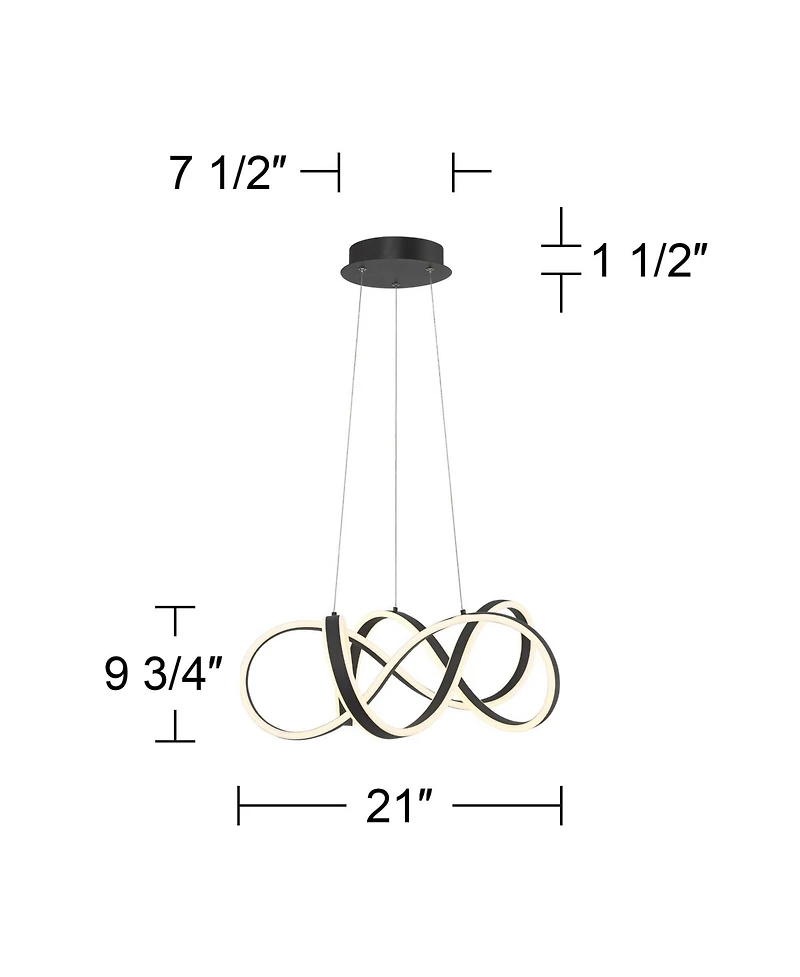 Possini Euro Design Helix Sand Black Ceiling Pendant Light 21" Wide Ultra Modern Sprial Twisted Led Light Strip Dining Room House