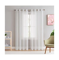 Hlc.me 2 Piece Semi Sheer Voile Window Curtain Drapes Grommet Panels for Bedroom