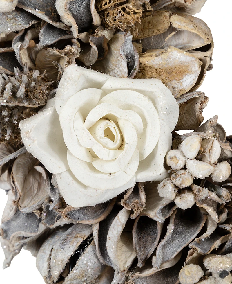 Northlight Glittered Winter Botanicals Artificial Wreath - 9.5-Inch