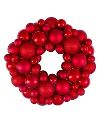 Northlight Red Hot 3-Finish Shatterproof Ball Christmas Wreath