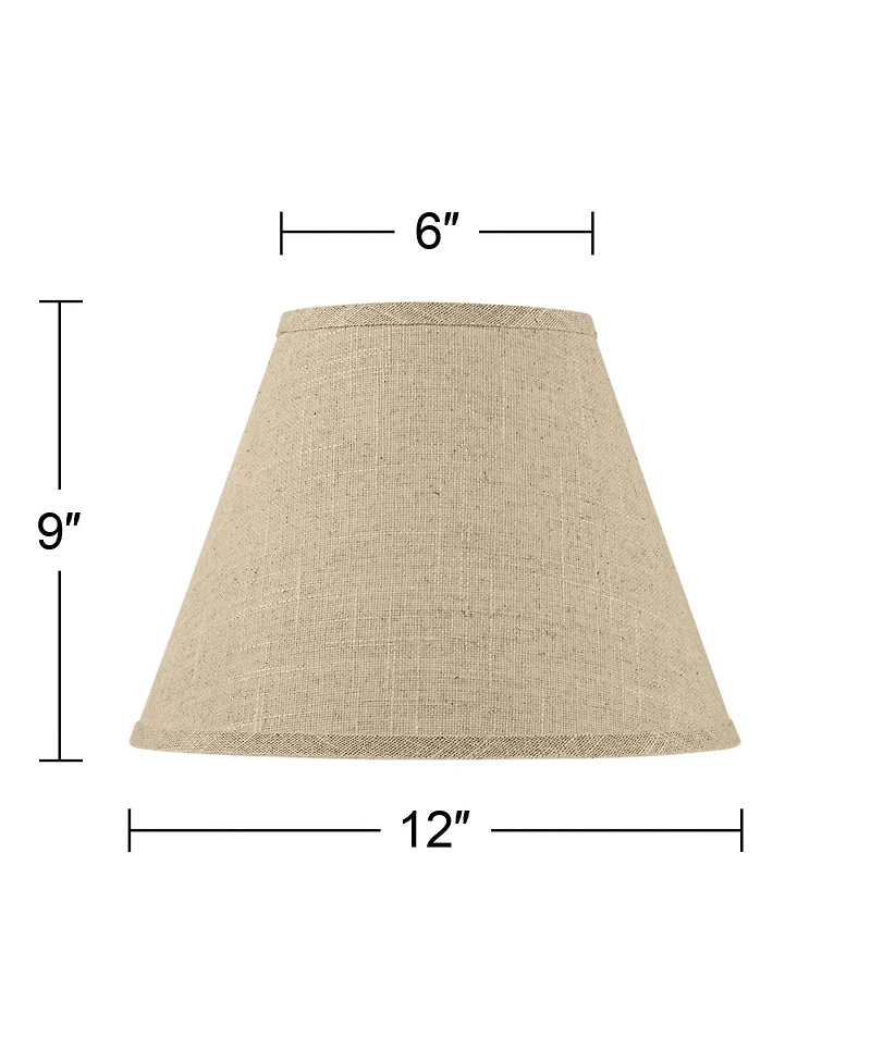 Springcrest Fine Burlap Small Empire Shape 6" Top x 12" Bottom x 9" Slant (Spider) Replacement with Harp and Finial