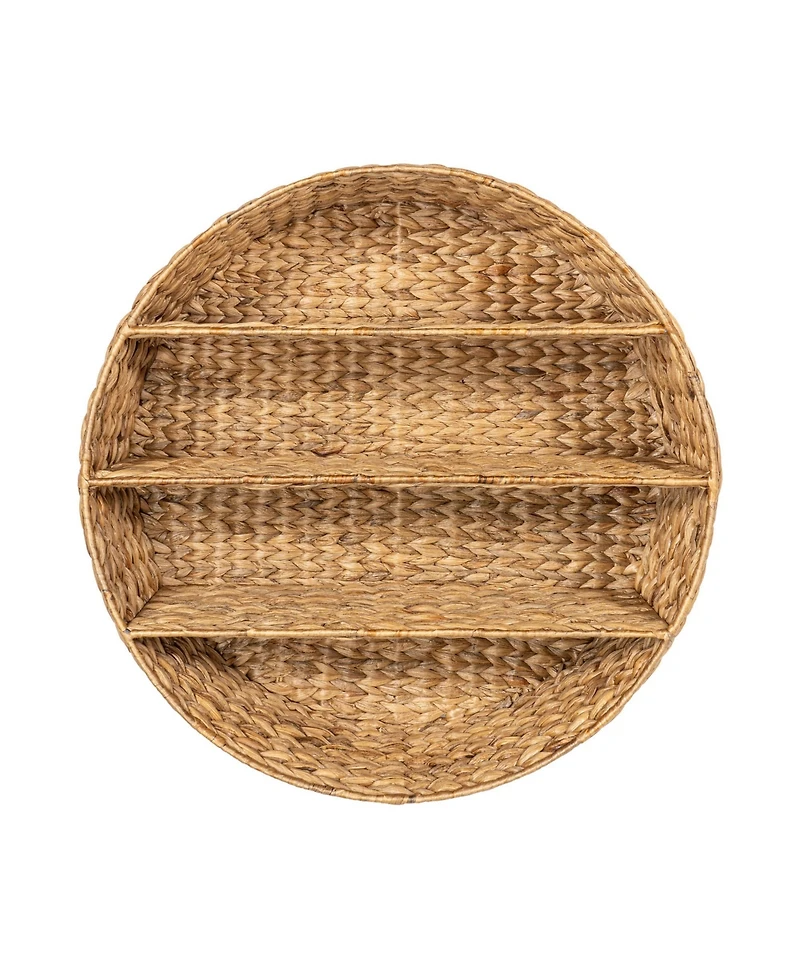 Jonathan Y Annulus 24.5" 3-Shelf Circular Handwoven Hyacinth Wall Rack, Natural