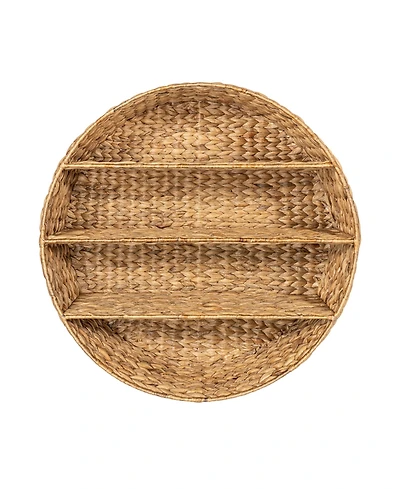 Jonathan Y Annulus 24.5" 3-Shelf Circular Handwoven Hyacinth Wall Rack, Natural
