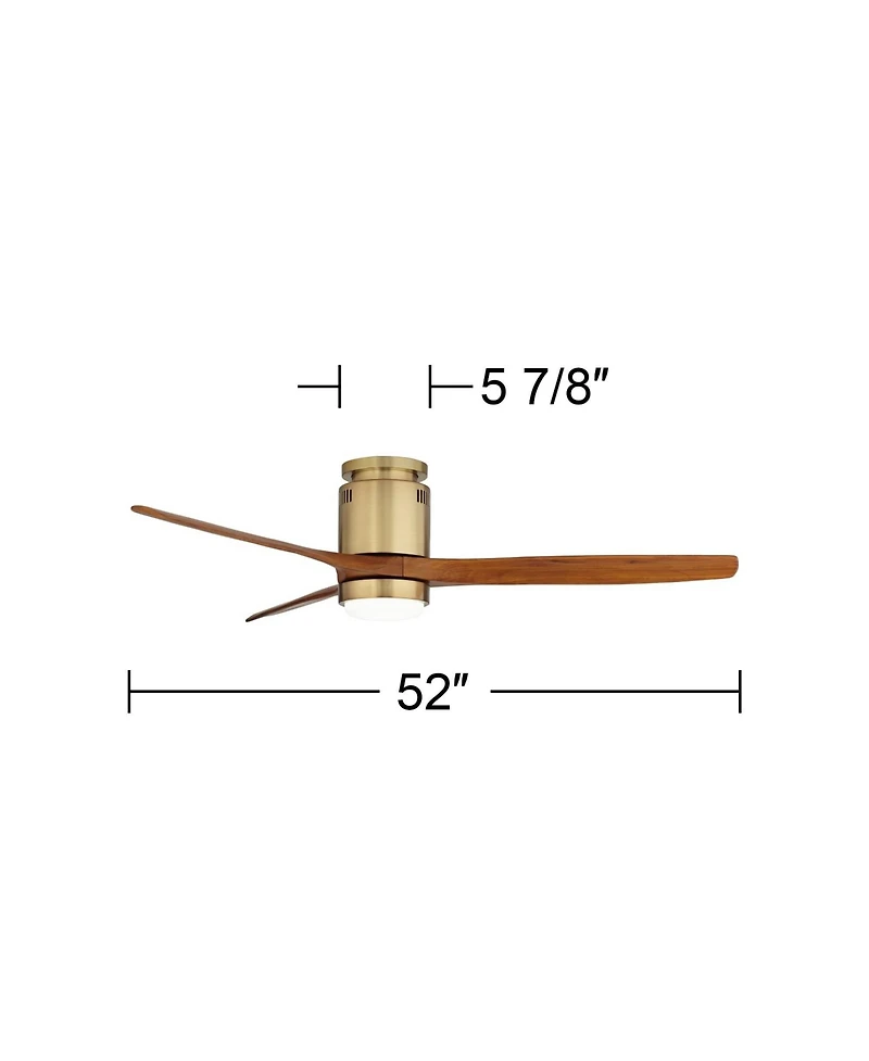 Casa Vieja 52" Windspun Modern Indoor Ceiling Fan 3 Blade Led Light Remote Control Soft Brass Finish Motor Bedroom Hugger Dc Motor