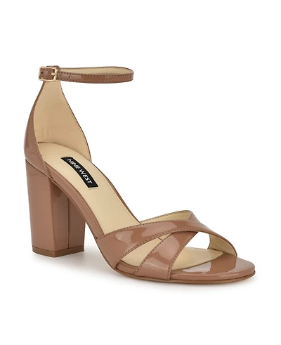 Nine West Women's Saile Criss-Cross High Block Heel Sandals