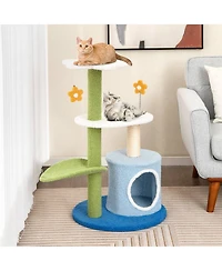 4-Tier Modern Cat Tree Tower Kitten Activity Center with Sisal Scratching Post
