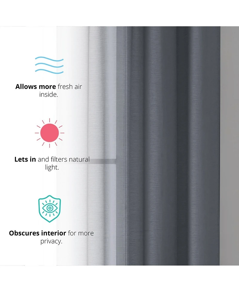 Hlc.me 2 Piece Semi Sheer Voile Window Curtain Drapes Grommet Panels for Bedroom