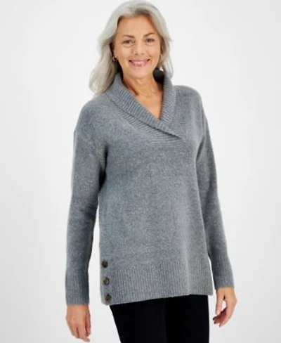 Style Co Womens Shawl Collar Button Hem Tunic Sweater Created For Macys