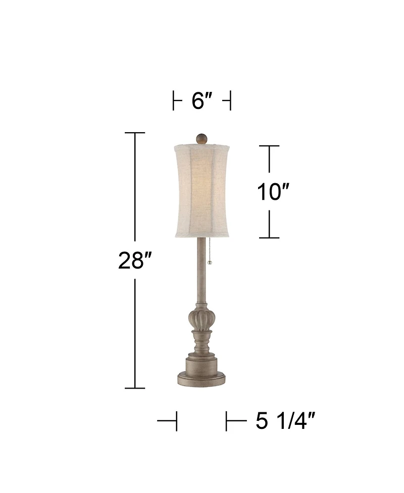 Regency Hill Traditional Buffet Table Lamps 28" Tall Set of 2 Natural Candlestick Cream Bell Shade for Dining Room