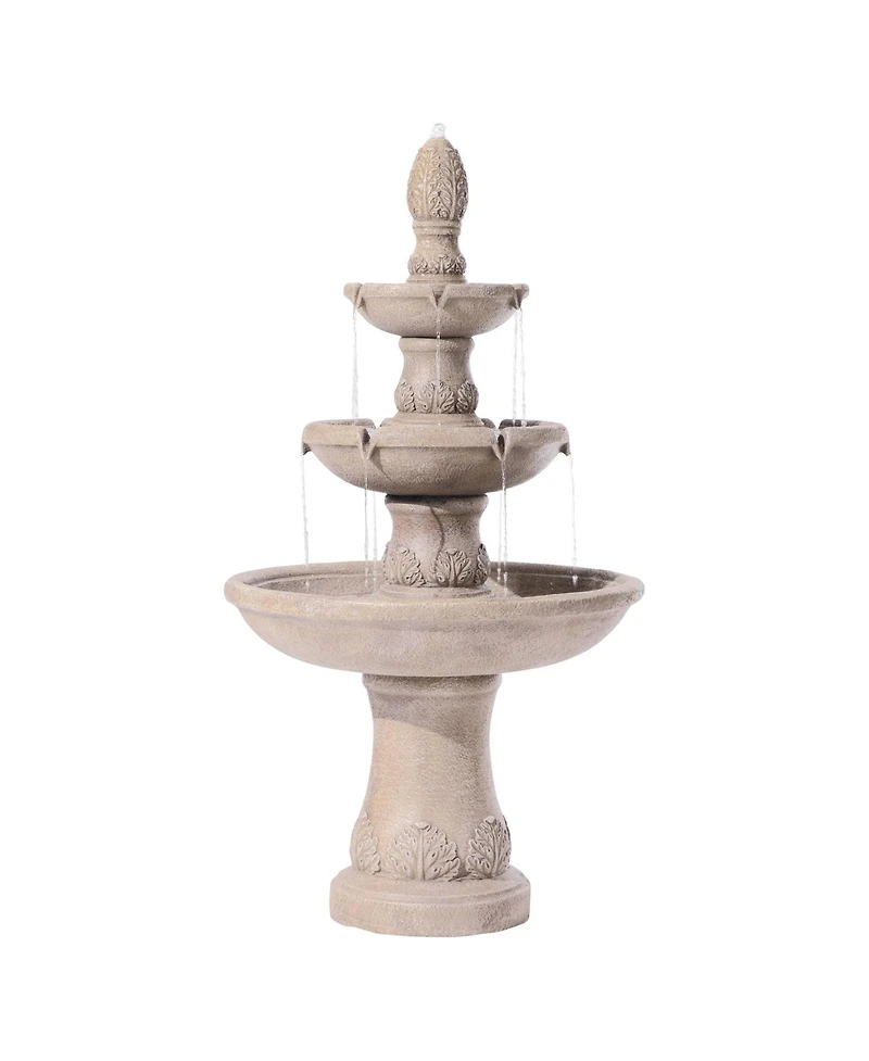 Domanico 57" High Large Italian Indoor Outdoor Decor Sand Stone Floor Fountain 3-Tier Outside Garden Patio Yard