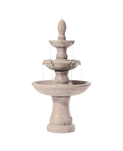 Domanico 57" High Large Italian Indoor Outdoor Decor Sand Stone Floor Fountain 3-Tier Outside Garden Patio Yard