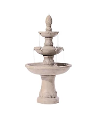 Domanico 57" High Large Italian Indoor Outdoor Decor Sand Stone Floor Fountain 3-Tier Outside Garden Patio Yard