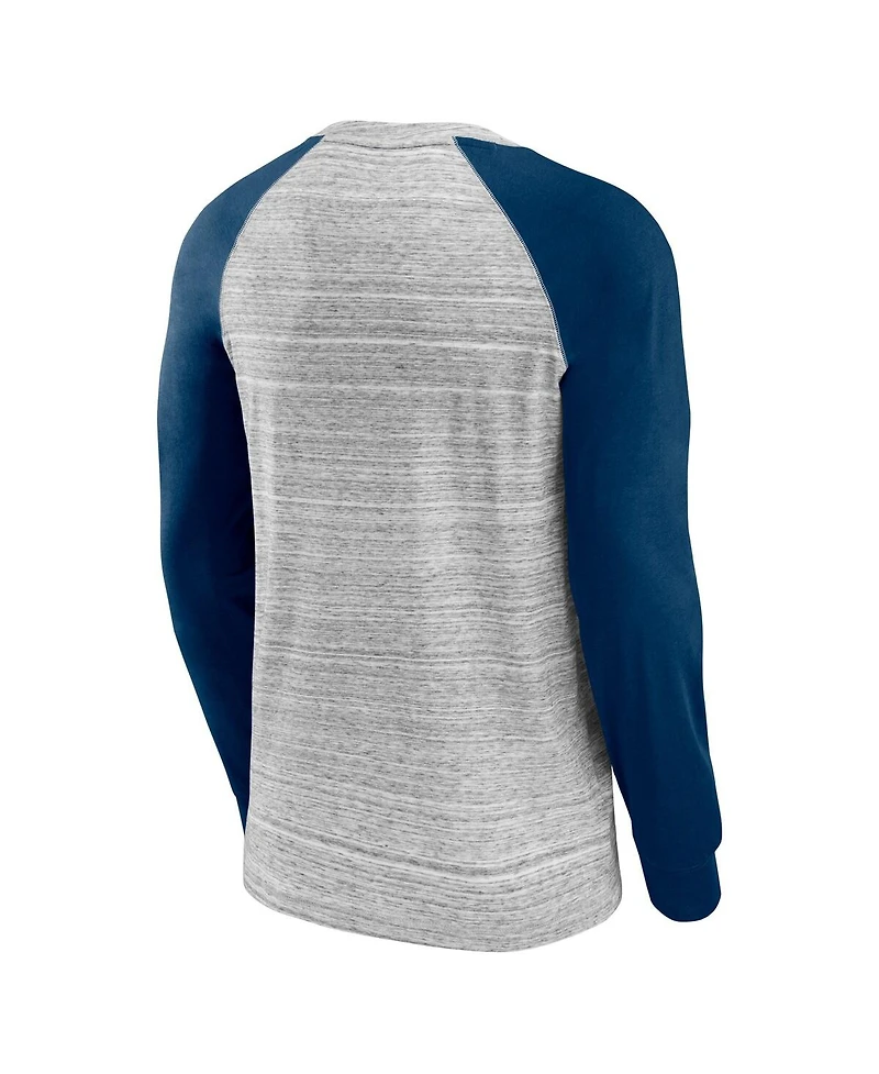Fanatics Men's Heather Gray/Navy Chicago Bears Fair Shake Raglan Long Sleeve T-Shirt