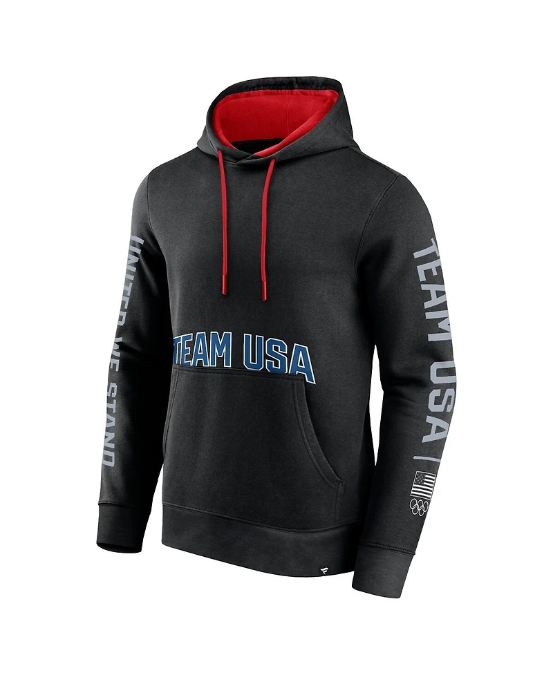 Fanatics Men's Black Team Usa Gold Fleece Pullover Hoodie