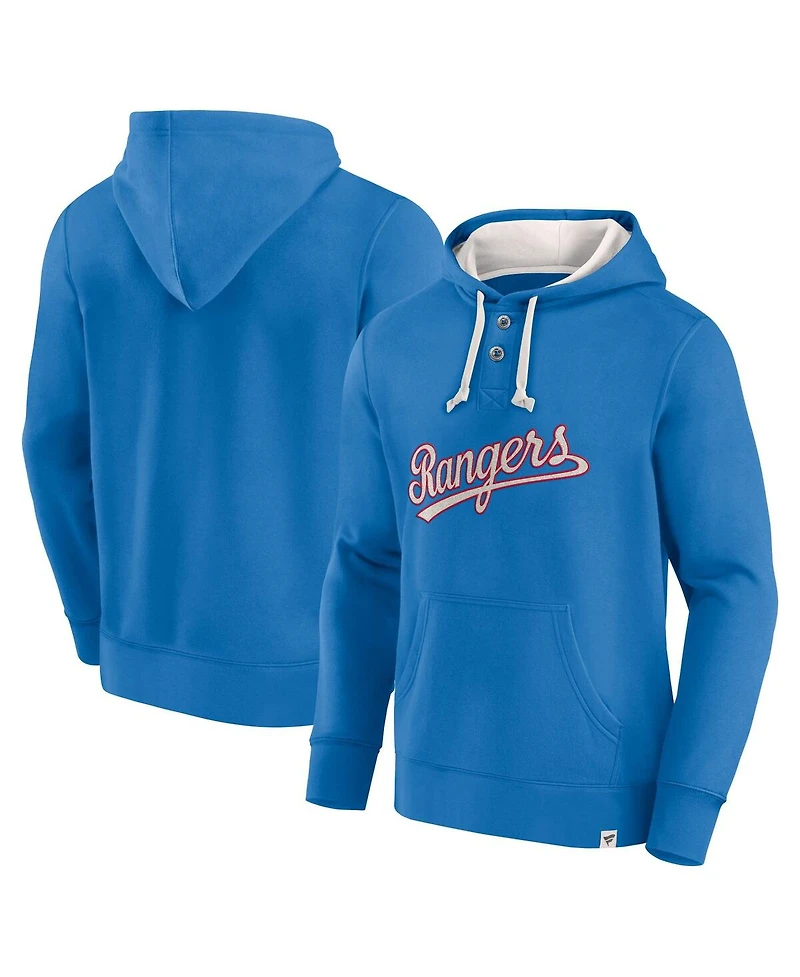 Fanatics Men's Royal Texas Rangers Plan for Adversity Henley Fleece Pullover Hoodie