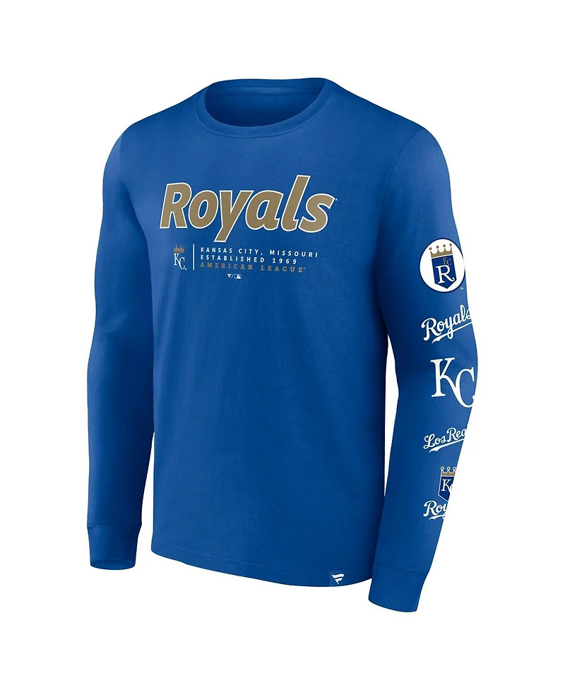 Fanatics Men's Royal Kansas City Royals Strike the Goal Long Sleeve T-Shirt