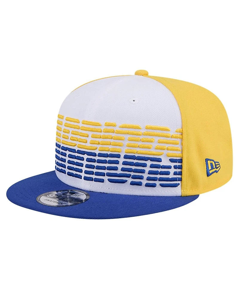 New Era Men's White/Royal Golden State Warriors Throwback Gradient Tech Font 9FIFTY Snapback Hat