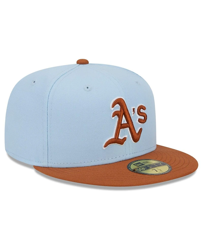 New Era Men's Light Blue/Brown Oakland Athletics Spring Color Basic Two-Tone 59FIFTY Fitted Hat