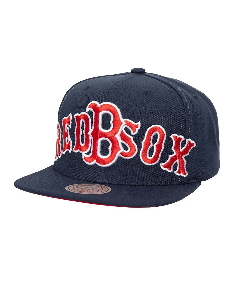 Mitchell & Ness Men's Navy Boston Red Sox Full Frontal Snapback Hat
