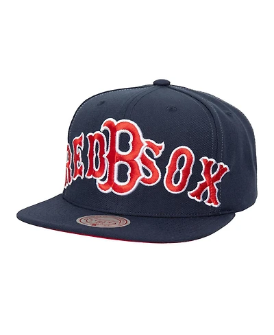 Mitchell & Ness Men's Navy Boston Red Sox Full Frontal Snapback Hat
