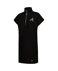 Dkny Women's Black Atlanta Braves Emily Quarter-Zip Sneaker Dress