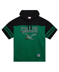 Mitchell & Ness Men's Kelly-Green Philadelphia Eagles Off Field vintage-like Logo Short Sleeve Pullover Hoodie