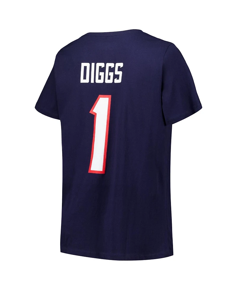 Fanatics Women's Stefon Diggs Navy Houston Texans Plus Player Name Number V-Neck T-Shirt