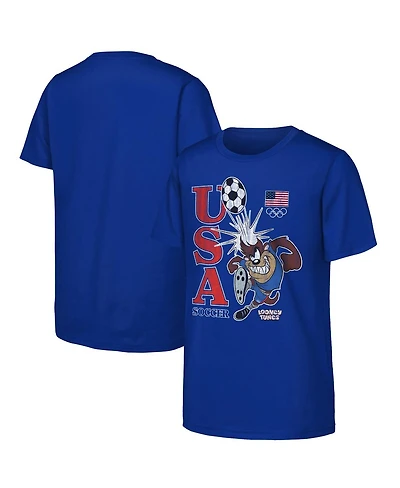 Outerstuff Big Boys and Girls Tasmanian Devil Royal Team Usa Looney Tunes Soccer T-Shirt