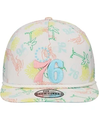 New Era Men's White Philadelphia 76ers Palm Trees and Waves Golfer Adjustable Hat