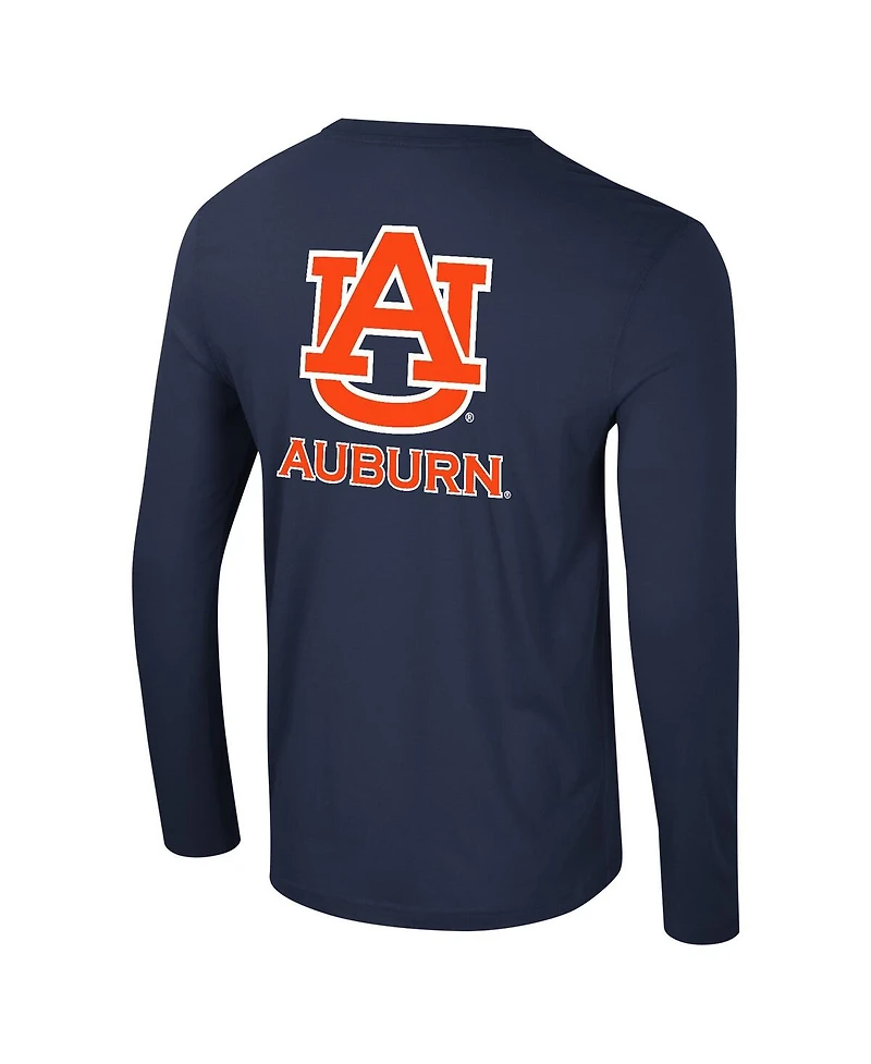 Colosseum Men's Navy Auburn Tigers Logo Lockup 3-Hit Active Blend Long Sleeve T-Shirt