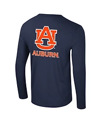 Colosseum Men's Navy Auburn Tigers Logo Lockup 3-Hit Active Blend Long Sleeve T-Shirt