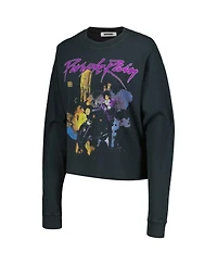 Daydreamer Women's Black Prince Purple Rain Cropped Long Sleeve T-Shirt