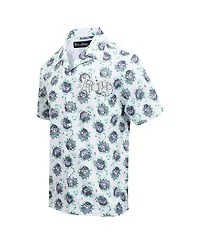 Freeze Max Men's White Rick and Morty 90's Rave Rickvival Showing Brain Button-Up Shirt