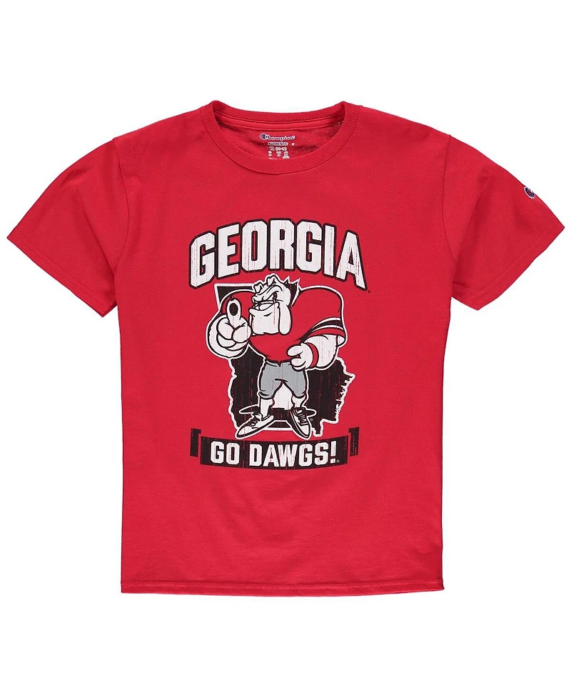 Champion Big Boys and Girls Red Georgia Bulldogs Strong Mascot T-Shirt