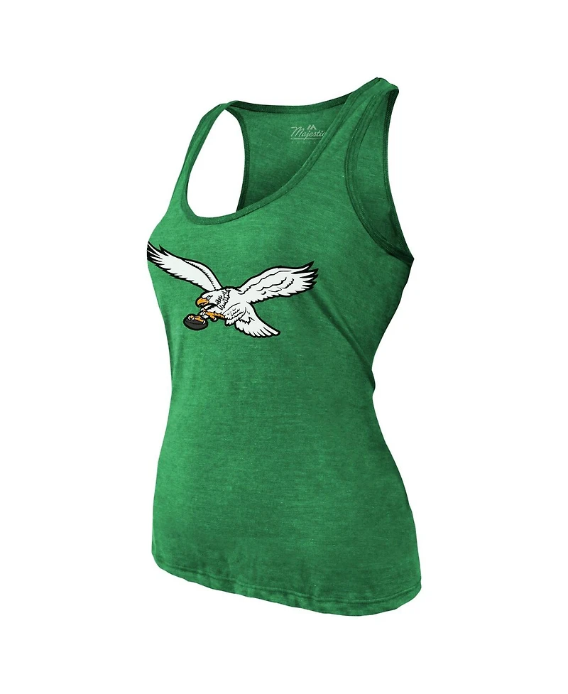 Majestic Women's Jalen Hurts Kelly Green Philadelphia Eagles Name Number Tri-Blend Tank Top