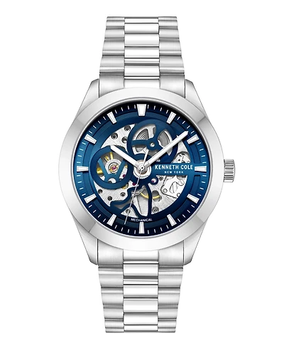 Kenneth Cole New York Men's Mechanical Silver Stainless Steel Watch 42MM